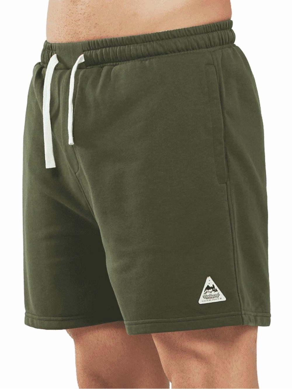 Men's Olive Athletic Drawstring Shorts with Contrast Tie